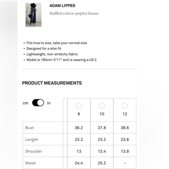 Adam LIPPES Ruffled cotton-poplin short sleeve button down blouse top size 12 - Picture 16 of 16